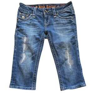 Rock‎ Revival Womens Jeans Size 27 Distressed Embellished Pockets Cropped